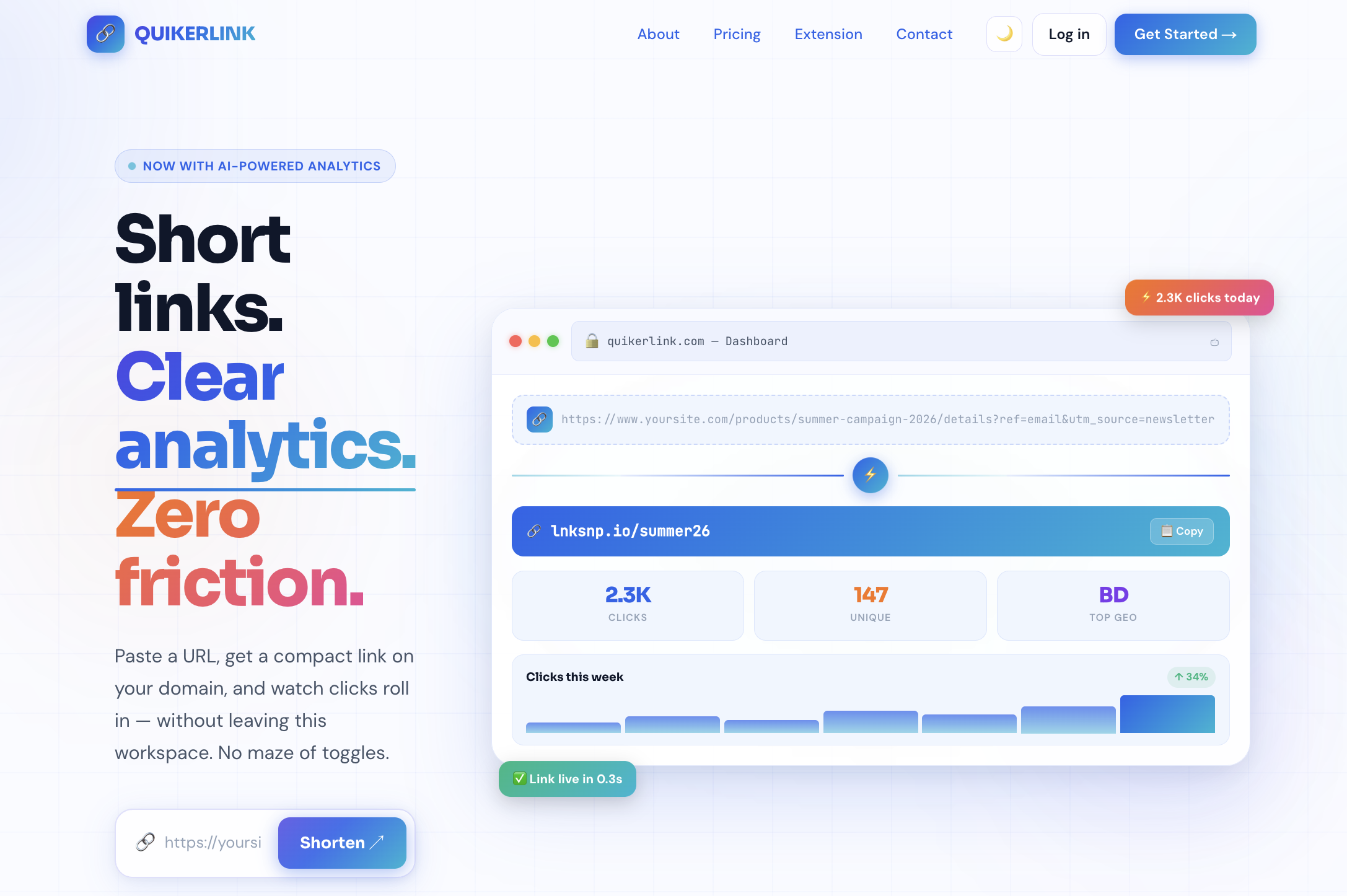 QuikerLink — URL Shortener & Analytics screenshot 1